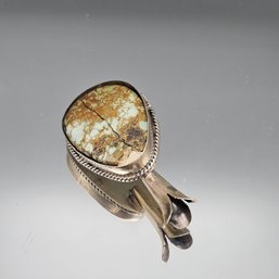 Native American Silver Tone Turquoise Blossom Pin-Pendant- Damaged