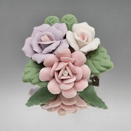 Pastel Porcelain Rose Floral Brooch