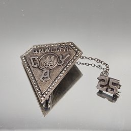 Vintage Sterling Silver & Marcasite Ukrainian National Womens League Of America (UNWLOA) 25-Year Service Pin