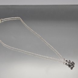Silver Tone Chain Hummingbird Charm Necklace ~16