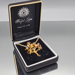 Vintage Regal Gems 'Tree Of Life' Necklace - 2.25 CTW Multi-Gemstone Pendant