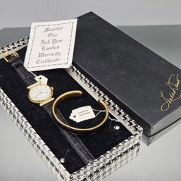 Linda Dano Vintage Gold-Tone Watch And Matching Cuff Bracelet Gift Set