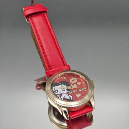 Betty Boop Accutime Red Heart & Lips Quartz Watch