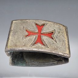 Vintage Knights Templar Style Red Cross Belt Buckle