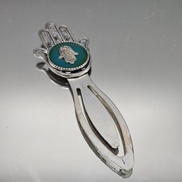 Bernard Silverman Signed Hamsa Hand Bookmark - Judaica Desk Accessory