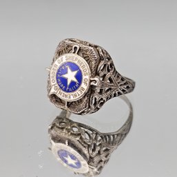 Vintage Sterling Silver Order Of Shepherds Of Bethlehem Ring  Enamel Masonic Style  Size ~5.5