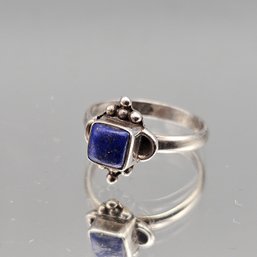 Sterling Silver Lapis Lazuli Square Ring - Size 5.5