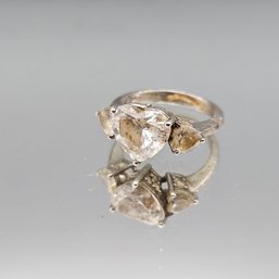 Heart-Cut Cubic Zirconia Sterling Silver Ring