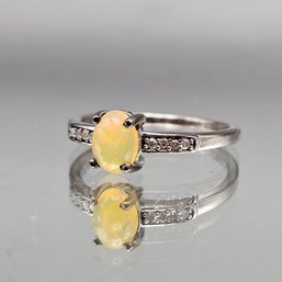 D'Joy Sterling Silver Opal And Accent Stone Ring