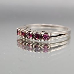 Vintage Sterling Silver Five-red StoneEternity Band