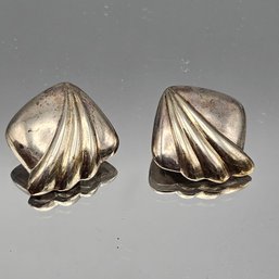 Sterling Silver Ribbon Clip-On Earrings-10.15g
