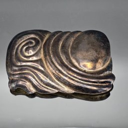 Large Vintage Art Nouveau Style Silver-Tone Scroll Belt Buckle