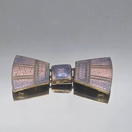 Antique Guilloch Enamel Art Deco Bow Belt Buckle
