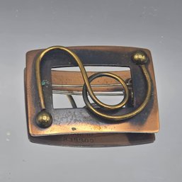 Vintage Modernist Genuine Copper Abstract Wire Brooch