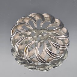 Vintage Trifari Silver-Tone Swirl Circle Brooch