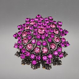 Vintage Signed 'MD' Pink Rhinestone Starburst Brooch