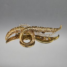 Vintage Avon OS Two-Tone Rhinestone Ribbon Brooch