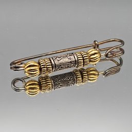 Vintage Two-Tone Filigree Kilt Pin Brooch