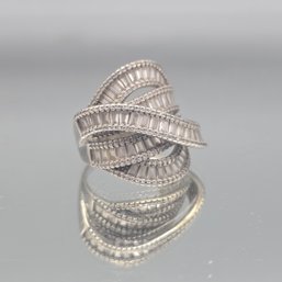 Sterling Silver Baguette-Cut Cubic Zirconia Statement Ring