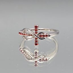 Vintage Sterling Silver CZ Cluster Signet Ring With Iridescent Patina