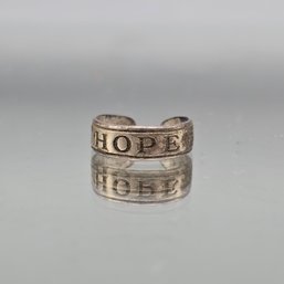 Sterling Silver 'HOPE' Adjustable Band Ring