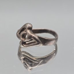 Vintage Sterling Silver Abstract Interlocking Heart Ring