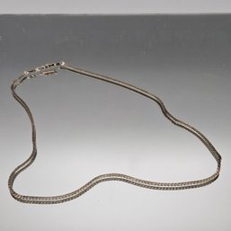 Vintage Italian 925 Sterling Silver Flat Herringbone Chain Necklace, 19'