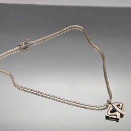 Art Smith Sterling Silver Modernist Necklace With 'SP' Pendent - 19'