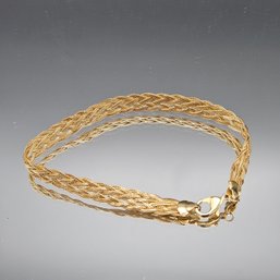 Vintage Gold Tone Multi-Strand Braided Wheat Link Bracelet, 7.25'