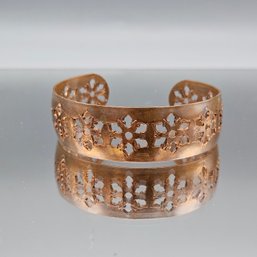 Vintage Metal Openwork Cutout Cuff Bracelet - 2.46'