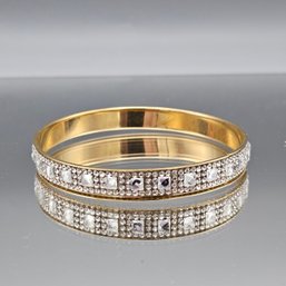 Gold-Tone Rhinestone Bangle Bracelet -2.31'