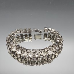 Vintage Triple-Row Rhinestone Bracelet -7'