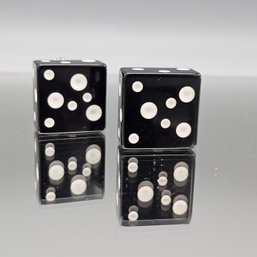 Retro Black & White Dice Clip Earrings