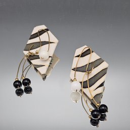 Zebra Print Geometric Dangle Earrings