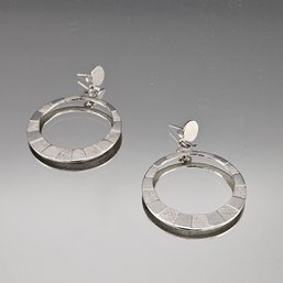 Silver-Tone Textured Halo Dangle Earrings