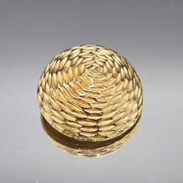 Vintage Textured Gold-Tone Domed Scale Brooch