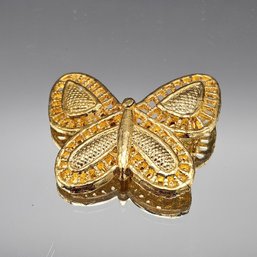 Vintage Filigree Gold Tone Butterfly Brooch