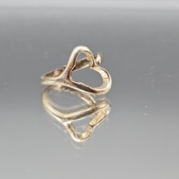 Silver Tone Open Heart Ring Size 5.5