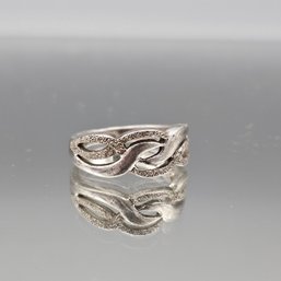 Vintage NF 925 Sterling Silver Braided Ribbon Ring - Size 8