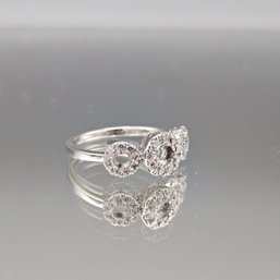 925 Sterling Silver Triple Halo Pav CZ Ring - Size 7