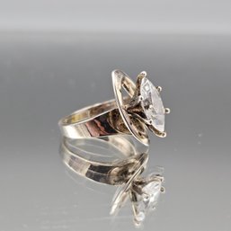 925 Sterling Silver DQ CZ Marquise Solitaire Ring - Size 6.5