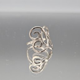 Vintage Silver Tone Textured Abstract Statement Ring