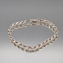 Solid 925 Sterling Silver Woven Link Bracelet 7 Italy 0/24 Ozt