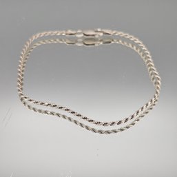 7' Vintage Sterling Silver 925 Italian Rope Chain Bracelet .04 Ozt