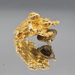 Gold Tone Textured Horned Toad Lizard Tie Tack