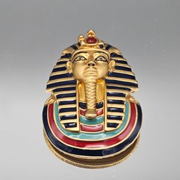 Franklin Mint King Tut Gold Tone Enameled Brooch