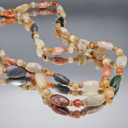 Bohemian Hand-Knotted Mixed Agate & Stone Statement Necklace 23'
