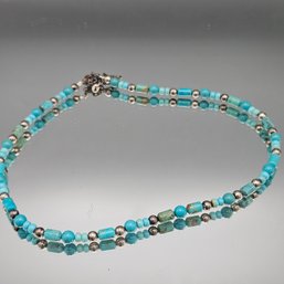 Q.T. Sterling Silver Turquoise Beaded Necklace - 21'