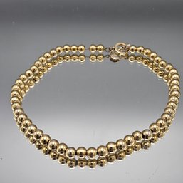 Ralph Lauren RL Gold Tone Beaded Necklace 16 Toggle Clasp