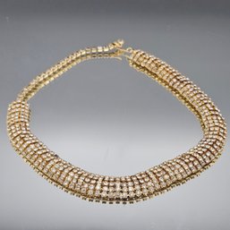 Gold-Tone 5-Strand Clear Rhinestone Choker Necklace